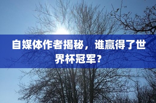 自媒体作者揭秘，谁赢得了世界杯冠军？